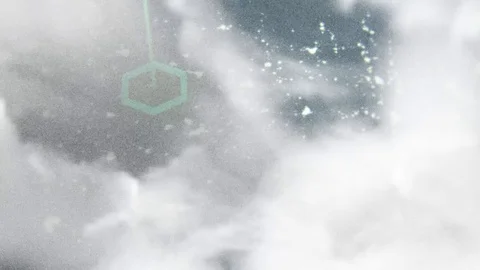 Camera zoom out from clouds to digital green globe with number and connections Video stock 97409145