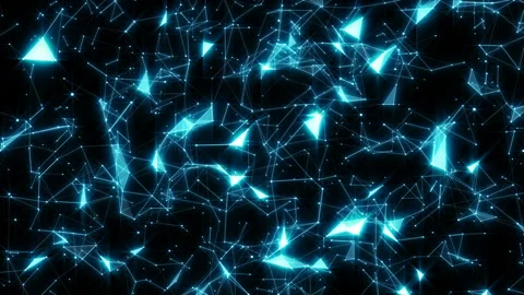 Camera zoom on particles. Dynamic magical background. Blue glow. Seamless loop Stock Footage 96987060
