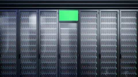 Camera zoom to server racks with lcd display. 動画素材 89886713