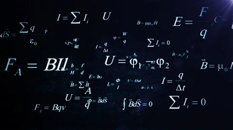 Camera zoom in trough blue Physics and Mathematics formulas. Vídeos de archivo 65771296