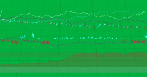 Camera zooming in, chart revealing bars and moving lines visualizing trend, Stock Footage 327337687
