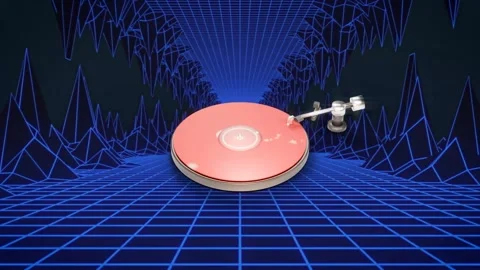 Camera zooming, disc rotating and scaling toward viewer, tonearm tracking closer Stock Footage 338356406