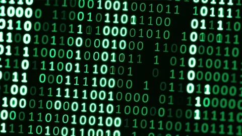 Camera Zooming Out Of Binary Data Background Animation. Stock Footage 340522987