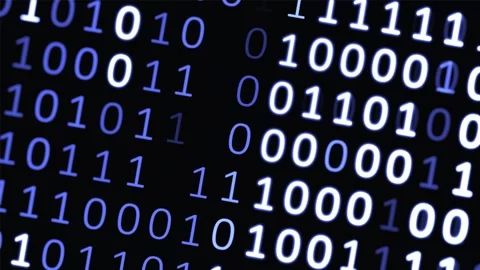 Camera Zooming Out Of Blue Binary Data Background Animation. Stock Footage 340522983