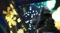 Cameraman with camera on stage at concert HD Footage