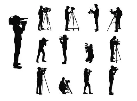 Cameraman with camera vector  silhouette Stock Illustration