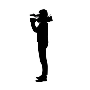 Cameraman with camera vector  silhouette Stock Illustration