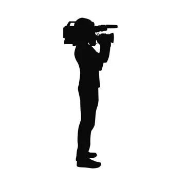 Cameraman with camera vector silhouette Stock Illustration