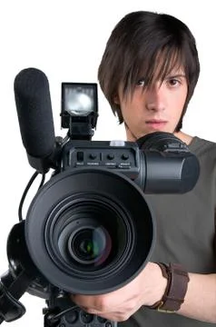 Cameraman, isolated on white background Stock Photos