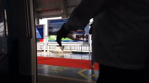 Cameraman at a Metro station Stock Footage 83204484
