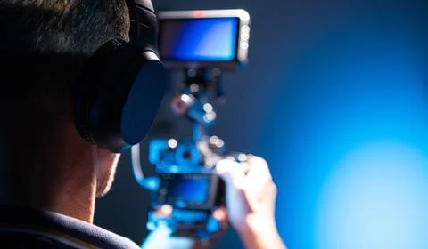 Cameraman Operator with DSLR Rig Foto stock