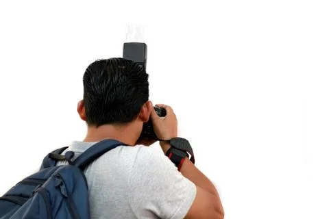 Cameraman shooting from back angle view Stock Photos