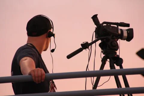 Cameraman with Sunset Stock Photos