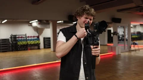 Cameraman surprised reaction Stock Footage 332116816