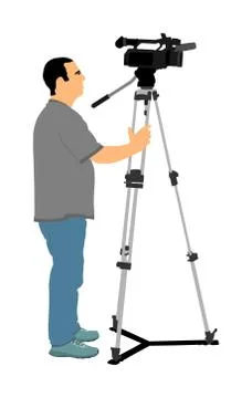 Cameraman vector with video camera on event, Ilustração Stock