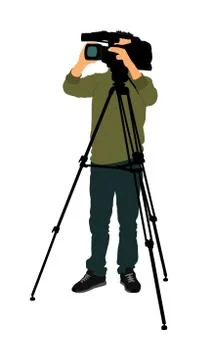 Cameraman vector with video camera on event, Stock Illustration