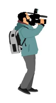 Cameraman with video camera on event vector イラスト素材