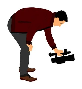 Cameraman with video camera on event vector Stock Illustration