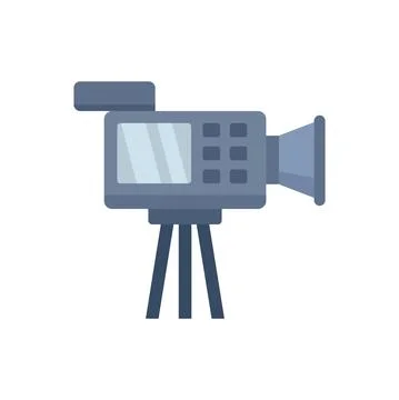 Cameraman video camera icon flat isolated vector Stock Illustration