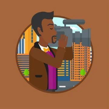 Cameraman with video camera vector illustration Stock Illustration