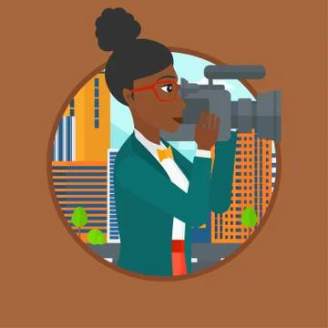 Cameraman with video camera vector illustration Stock Illustration