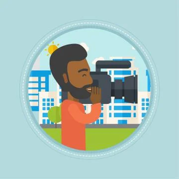 Cameraman with video camera vector illustration Stock Illustration