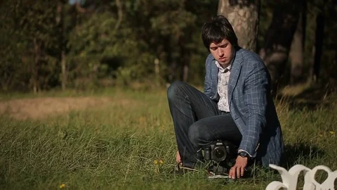 Cameraman working with slider Stock Footage 72324095