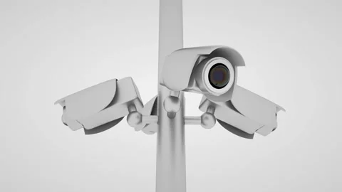 Cameras scan the world. The camera is looking at the camera. Surveillance Stock Footage 121979594