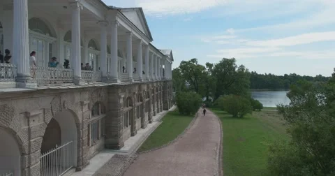 Cameron Gallery. Views of the Large Pond. Tsarskoye Selo. Tsar's Village Stock Footage 64229029