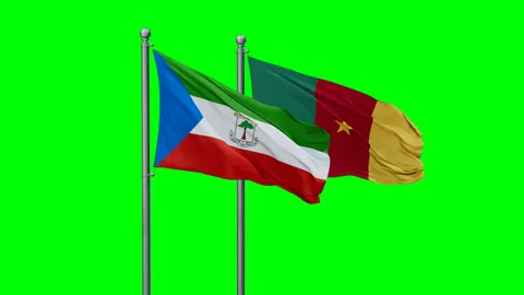 Cameroon and Equatorial Guinea flags Stock Footage 295178095