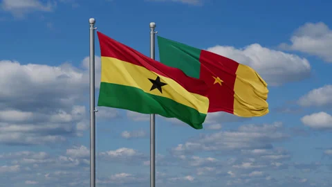 Cameroon and Ghana flags Stock Footage 284023337