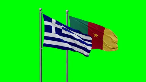 Cameroon and Greece flags Stock Footage 291183012