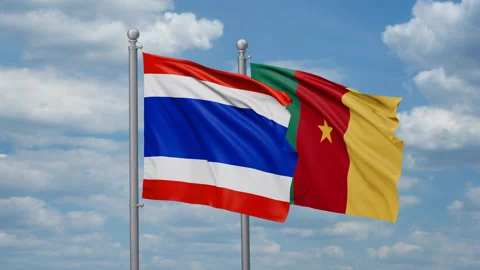 Cameroon and Thailand flags Stock Footage 268688456