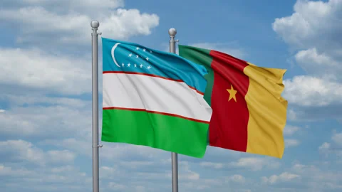 Cameroon and Uzbekistan flags Stock Footage 269684702