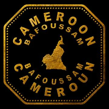 Cameroon Bafoussam Seal Map Design Stock Illustration