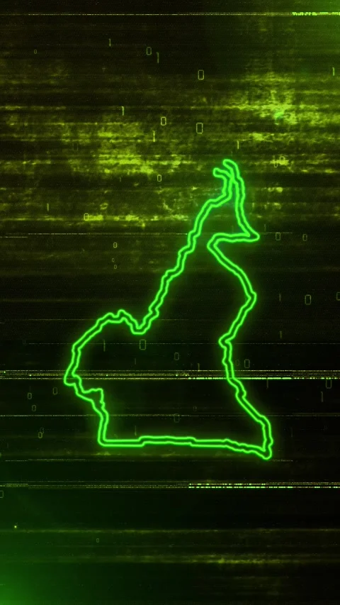 Cameroon Digital Futuristic Glitch Map Stock Footage 334592448