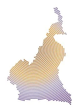 Cameroon dotted map. Digital style shape of Cameroon. Tech icon of the coun.. Stock Illustration