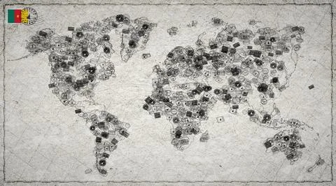 Cameroon Douala Stamp World Map Illustrazione stock