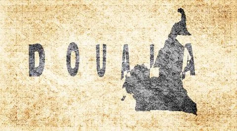 Cameroon Douala Typography Map Stock Illustration