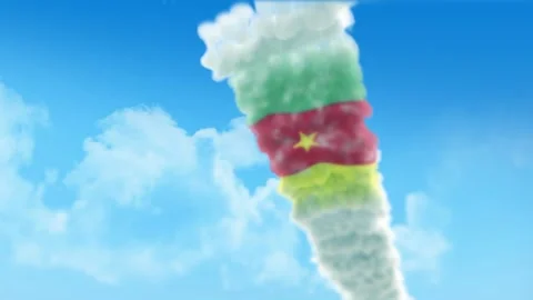 Cameroon Flag 3D Render Animation Created with Colored Smoke Trails by Aircr Stock Footage 332305118