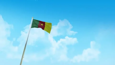 Cameroon Flag 3D Render Animation with Fighter Jets Formation in Blue Sky Stock-Footage 333250023