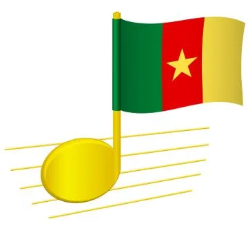 Cameroon flag and musical note Stock Illustration