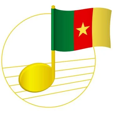 Cameroon flag and musical note Stock Illustration