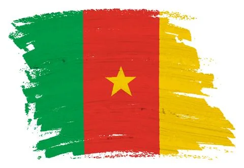 Cameroon flag background paint splash brushstroke Stock Illustration