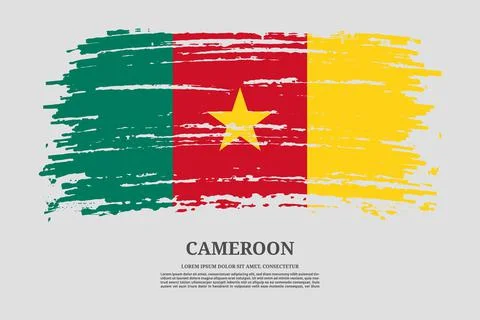 Cameroon flag with brush stroke effect and information text poster, vector Stock Illustration