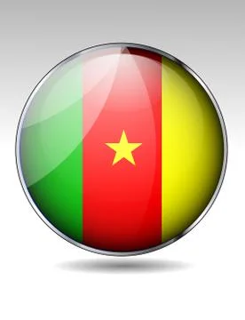 Cameroon flag button Stock Illustration
