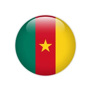 Cameroon flag on button Illustrazione stock