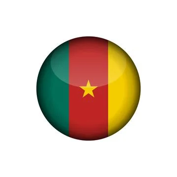 Cameroon Flag Circle Button Vector Template Stockillustratie