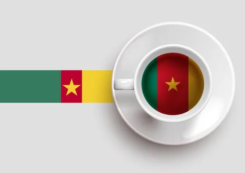 Cameroon flag with coffee on top view Stock Illustration