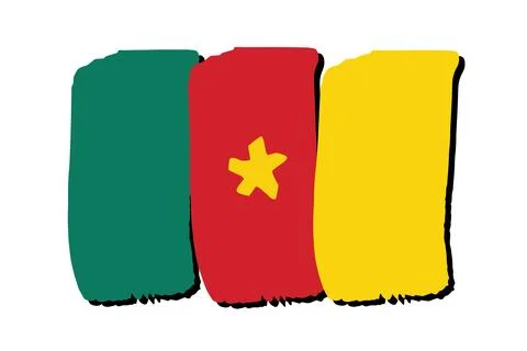 Cameroon Flag with colored hand drawn lines in Vector Format Stock Illustration